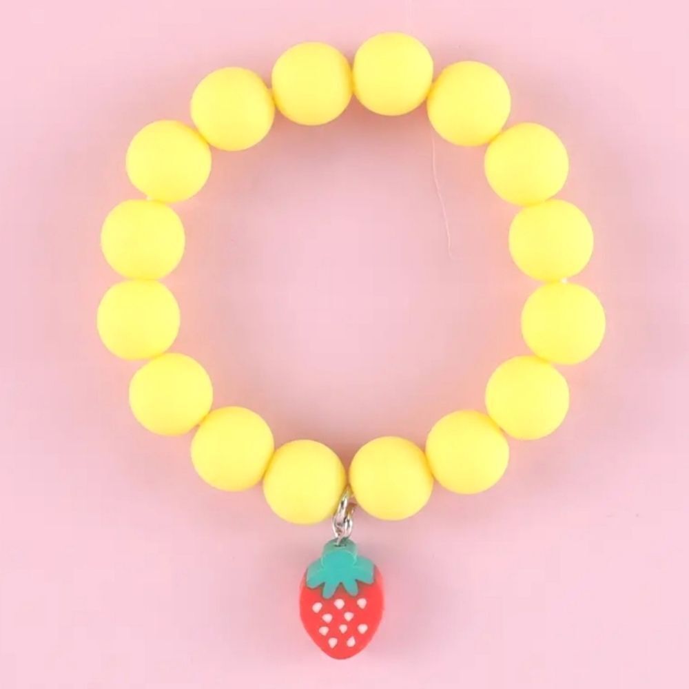 Girls Cute Soft Pottery Fruit Pendant Colorful Kids Bead Bracelet - Picture 4 of 7
